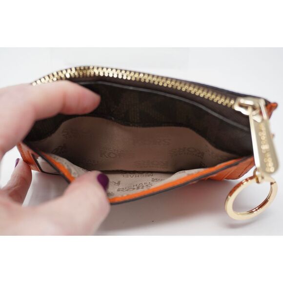 Michael Kors Fulton Small Top Zip Coin Pouch w/ ID and Keyring Dark Brown - Picture 3 of 6